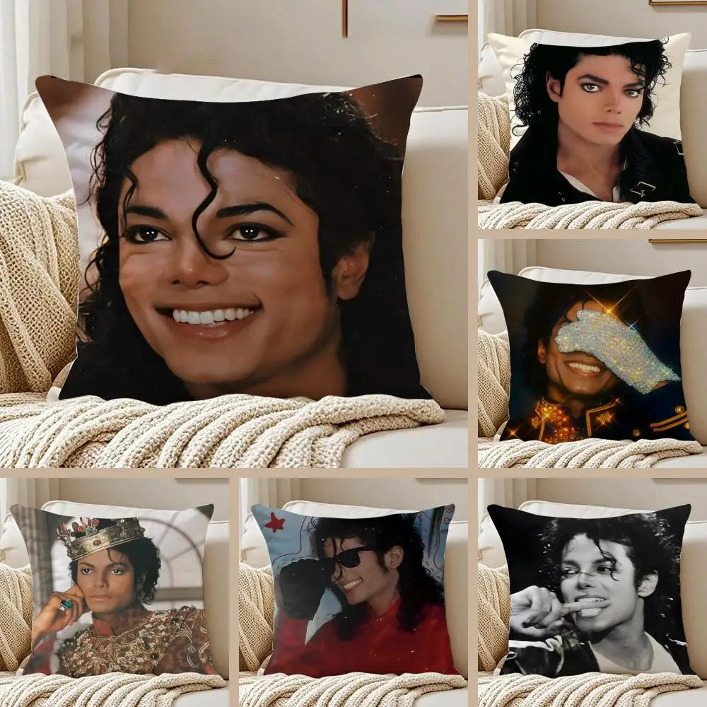 Pop Music M-Michael Jackson Cushion Cover Pillowcase Anti-dustmite Invisible Zipper Short Plush Sofa Cushion