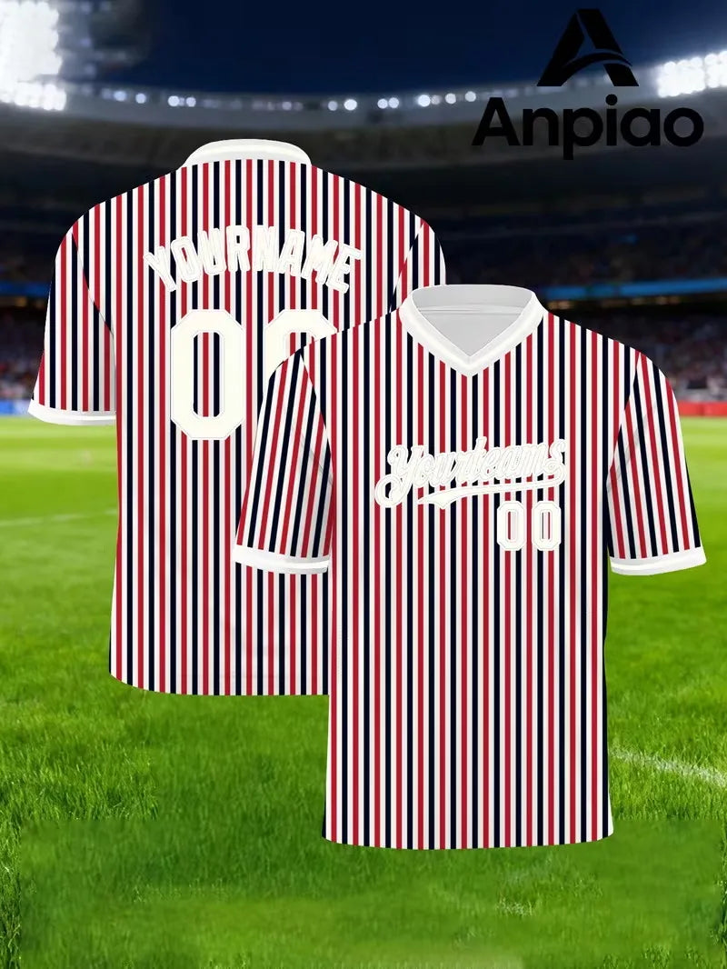 Custom Name & Number Soccer Jersey Men's Personalized Football Shirt Short Sleeve Breathable Team Sports Uniform T Shirt
