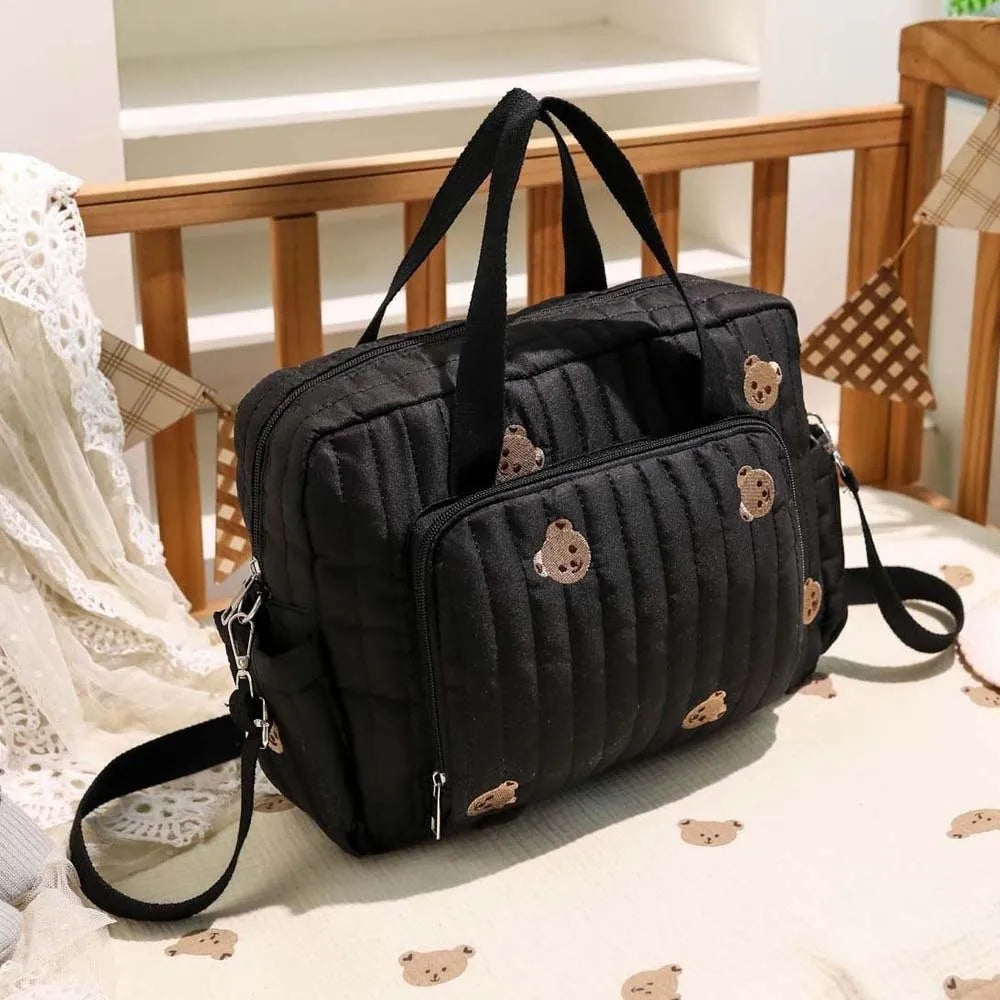 Cartoon Diaper Organizer Lightweight Large Capacity Mommy Shoulder Bag Soft-touch Foldable Stroller Hanging Pack Hospital Stay
