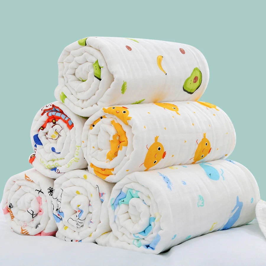 Baby Washcloth 4-Layer Gauze Infant Bath Towel Newborn Bathrobe Cotton Blanket for Boy Girl Children's Blanket Swaddle Wrap