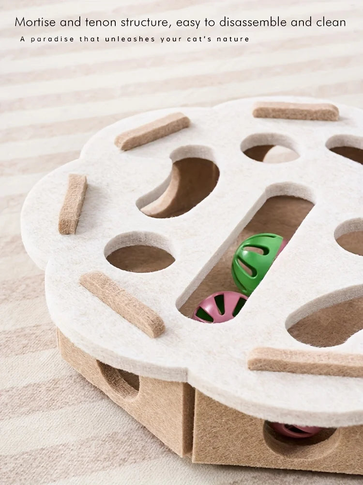 Cat Self-Entertainment Boredom Buster: Interactive Maze Box with Scratching Board Cat Tree and Sound Toy for Different Scenarios