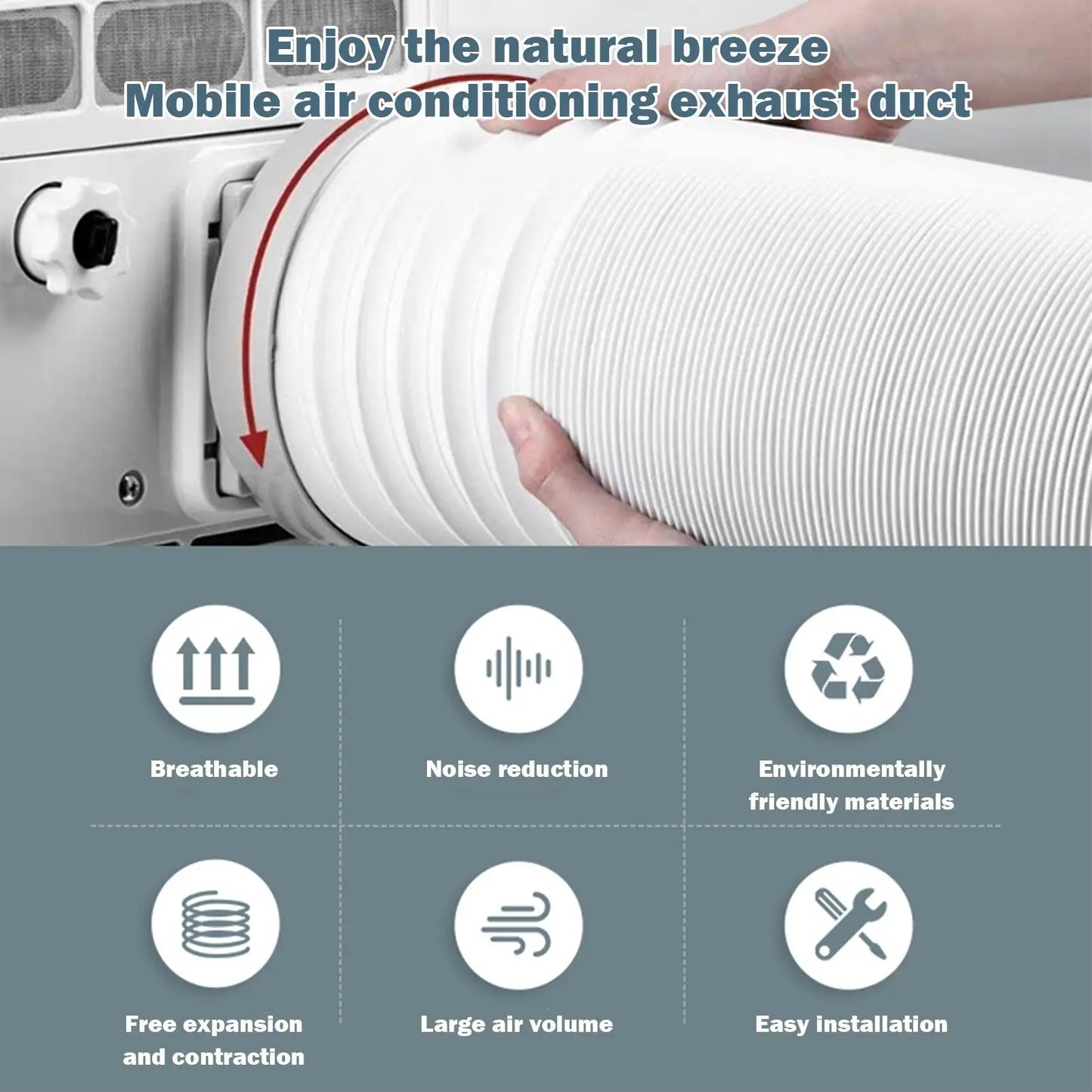 5.1/5.9" Diameter Portable AC Vent Hose Duct Outlet Mobile Air Conditioning Accessories Telescopic  Thickened Exhaust Pipe