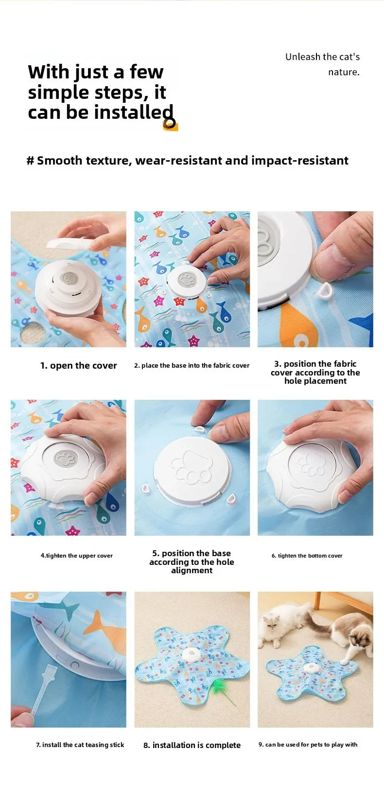 Cat and Dog Toy Interactive Hide and Seek Cat Toy with Mouse Squeak Motion Activated Mobile Hidden Feather Kitten Teasing Toy