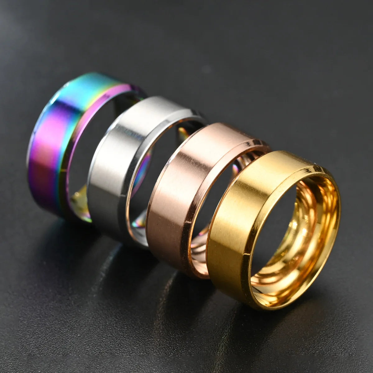 7 Colors Classic 8mm Tungsten Mens Ring Surface Brushed Stainless Steel Ring for Women Wedding Band Couples Jewelry Accessories