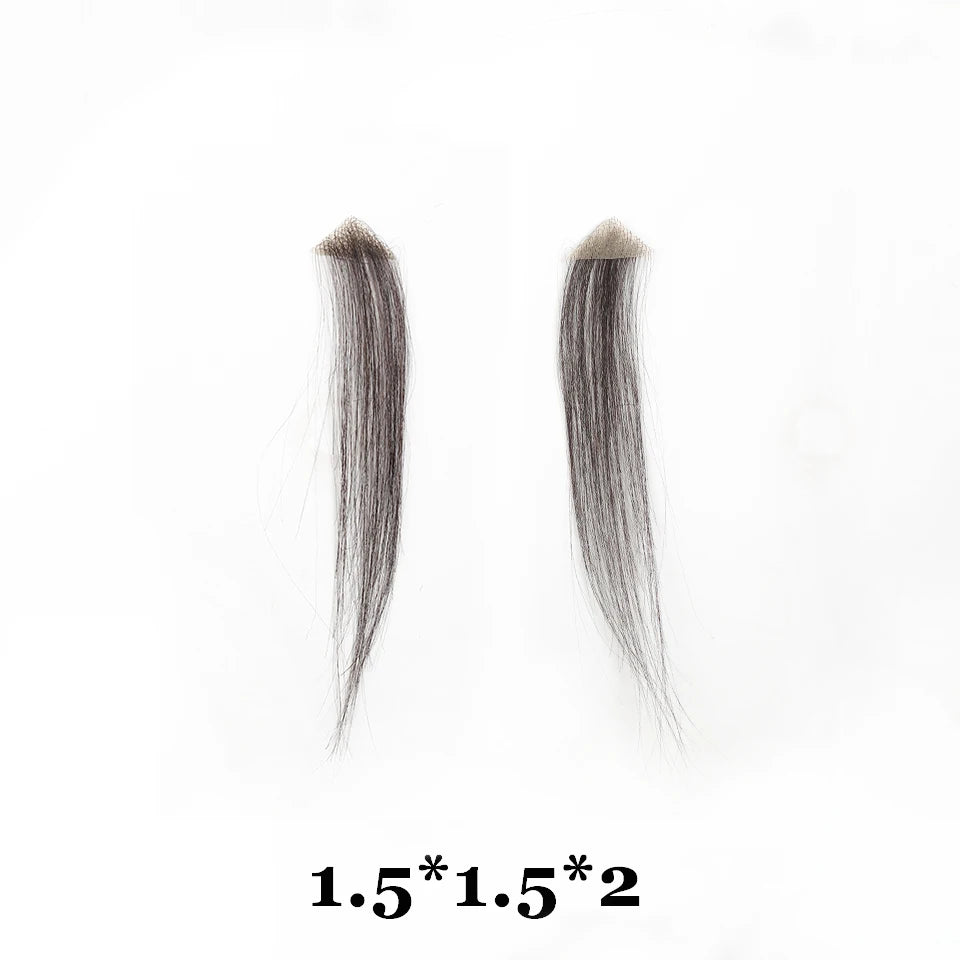 Forehead Patch 100% Human Hair Hairpiece Sideburns Toupee Invisible Seamless Ultra Thin Skin PU Men's Hairline Sideburn Patch
