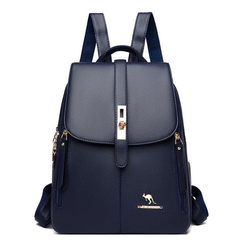 Luxury Women Leather Backpacks for Girls Sac A Dos Casual Daypack Black Vintage Backpack School Bags for Girls Mochila Rucksack
