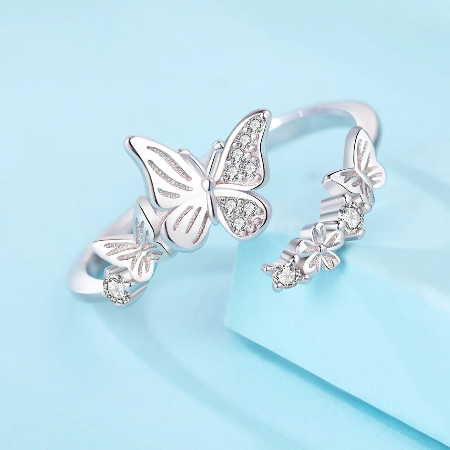 Original 925 Sterling Silver Zircon Bone Balloon Dog Adjustable Open Ring Fine Jewelry Luxury Gift for Women Birthday Party 2026