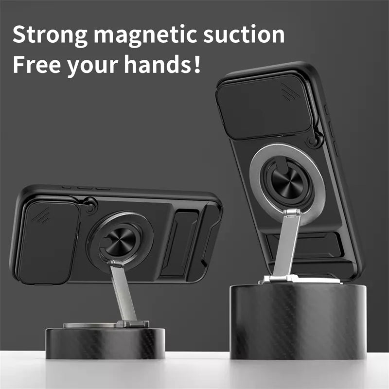 Armor Funda For iPhone 17 Pro Max Case Magnetic Ring Stand Lens Protect Coque For iPhone17 Pro 17Pro Max Wireless Charging Cover
