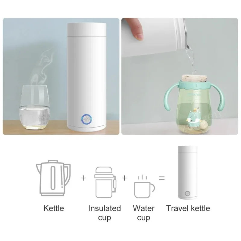Portable Electric Kettles Cup 400ml 220V Tea Coffee Milk Electric Kettle Travel Boil Water Keep Warm Kitchen Appliances Thermo
