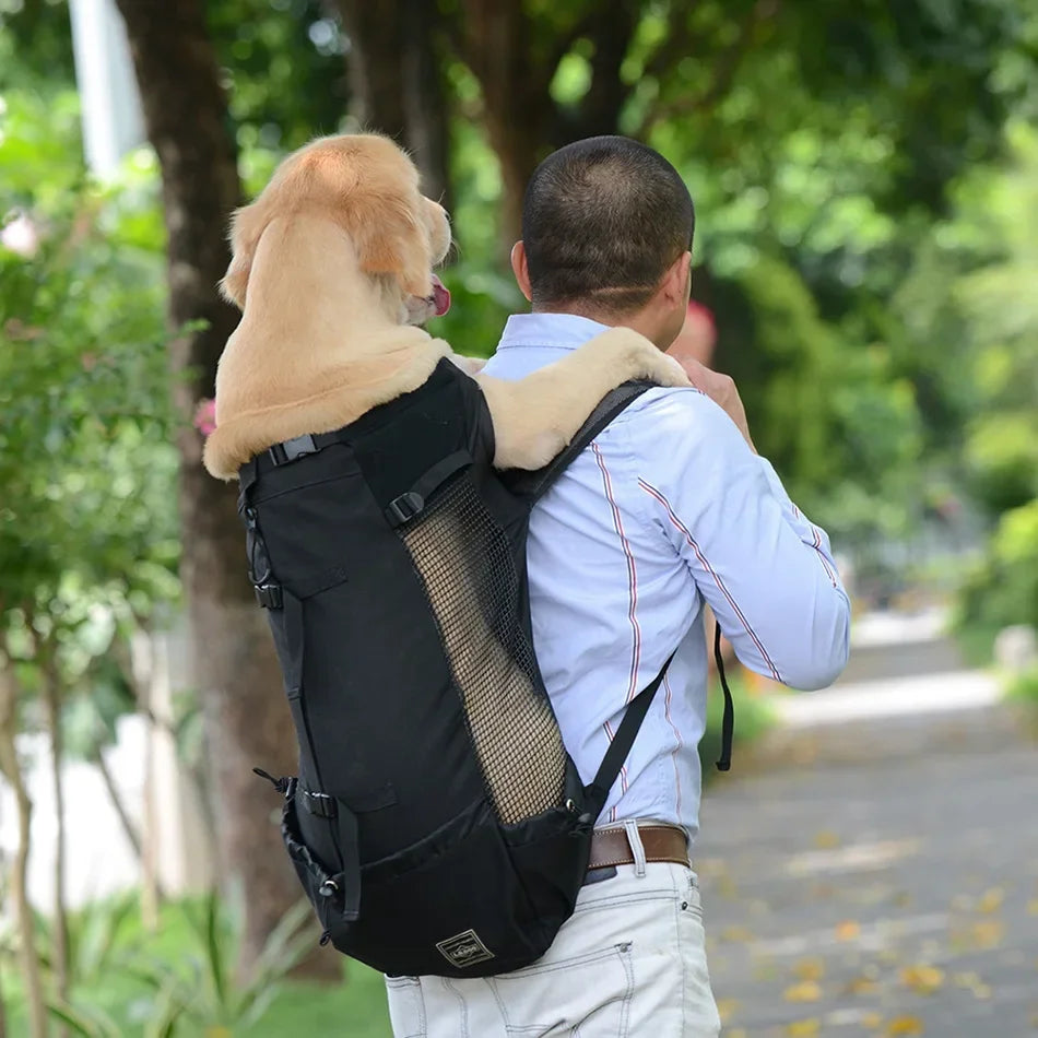 Breathable Large Dog Backpack Carrier - Durable Adjustable Outdoor Hiking Dog Bag Perfect for Large Golden Retriever & Bulldog