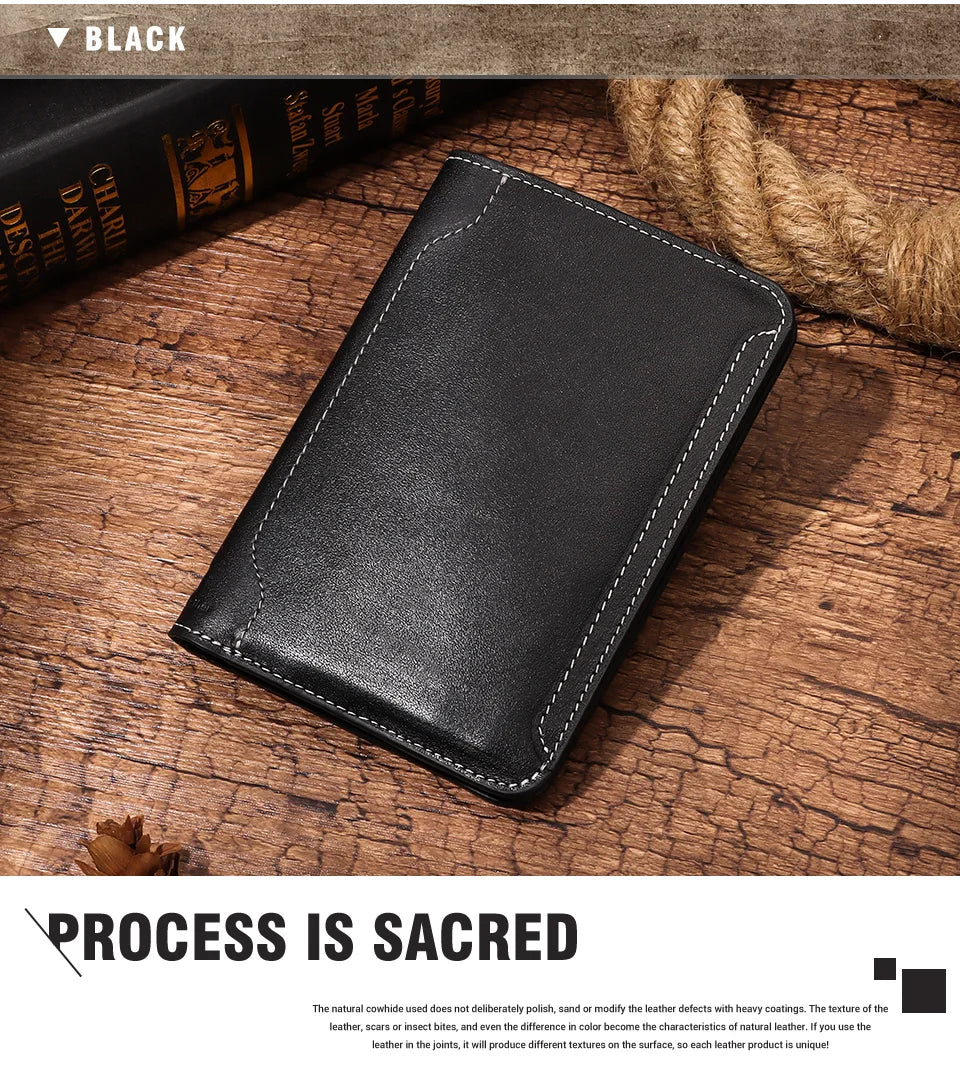 Travel Essentials Passport Holder Wallet RFID Full Grain Leather Mens Credit Card Holder Slim Purse with Vaccine Card Slot