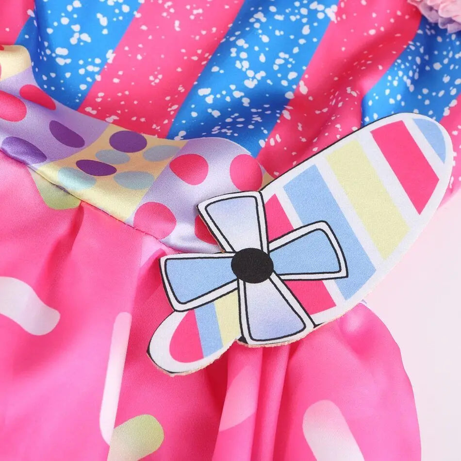 Purim Girls Rainbow Vestidos Candy Fairy Lollipop Cosplay Costume Toddler Girls Birthday Party Carnival Long Short Sleeves Dress