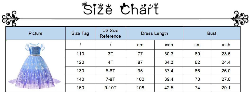 Halloween Birthday Carnival Princess Costume Dress Elsa Anna Snow White Aurora Moana Rapunzel Mermaid Belle for Girls 2-8Y