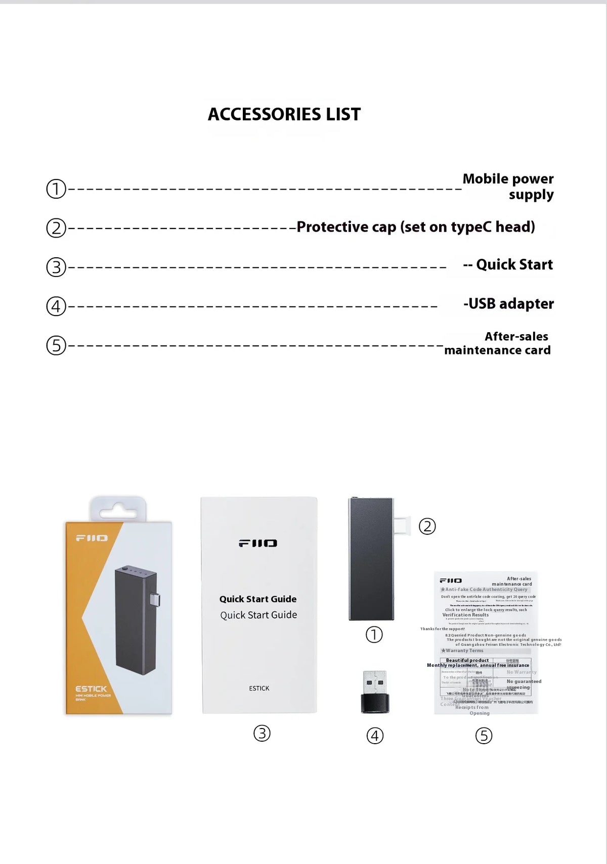 FiiO ESTICK KA17 Mini Mobile Power Bank Independent Power Supply Portable Power Bank 1100mAh Type-C Charging Customized Charger