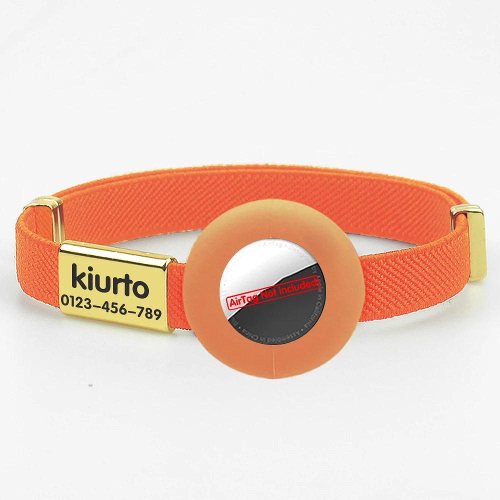 Cute Breakaway Cat Collar with Customized Name Tag Elastic GPS Tracker Kitten Collar with Air Tag Holder Adjustable Pets Collars