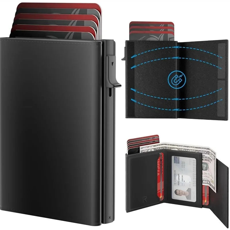 Anti-theft Cards Protectors Card Holder Minimalist Smart Wallet RFID Protection Aluminum Metal Box Cardholder Case Porte Carte