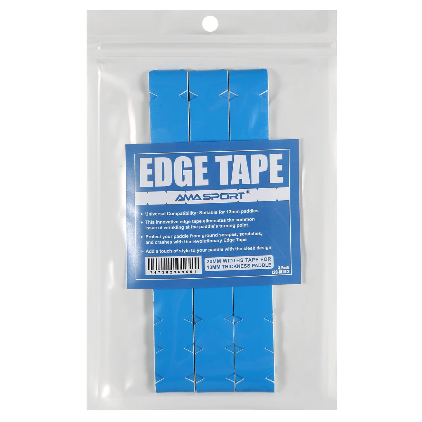 AMASPORT Pickleball Paddle Protection Tape 20mm/23mm/26mm  for 13mm/16mm/19mm Paddle-Navy Blue-Pickleball Edge Euard Tape