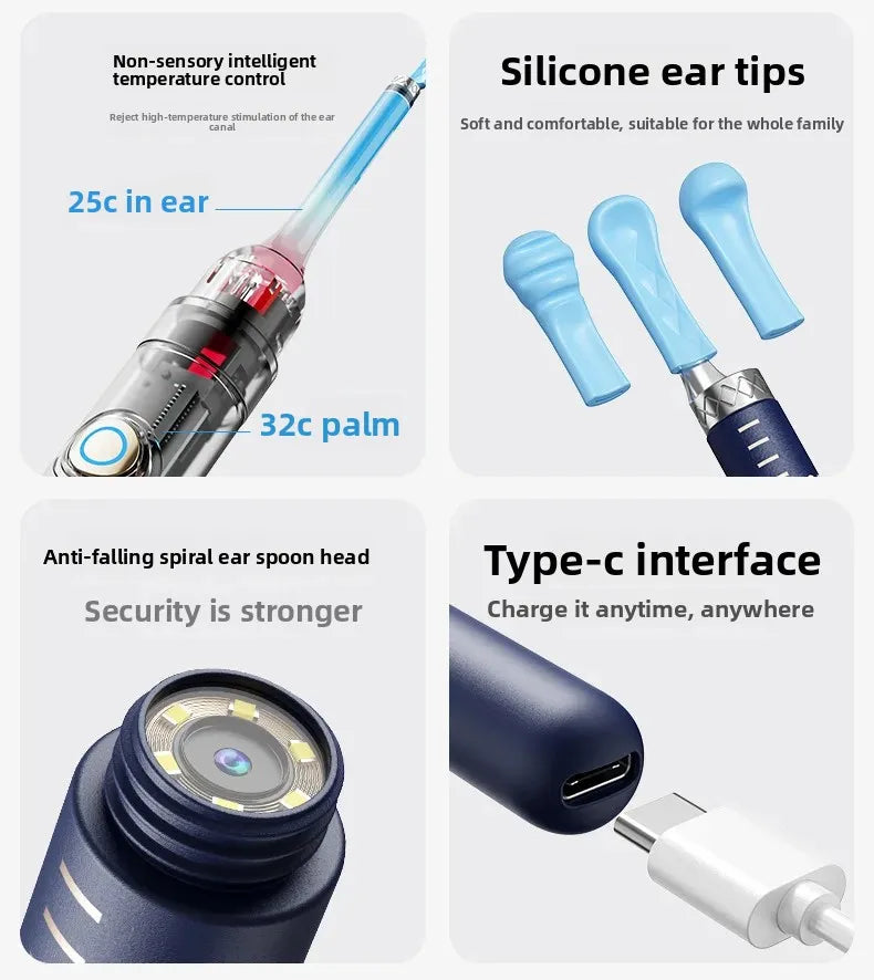 Smart Visual Ear Wax Cleaner with HD Camera Endoscope Wireless WiFi Ear Cleaning Tool for Home Use Ear Wax Remover