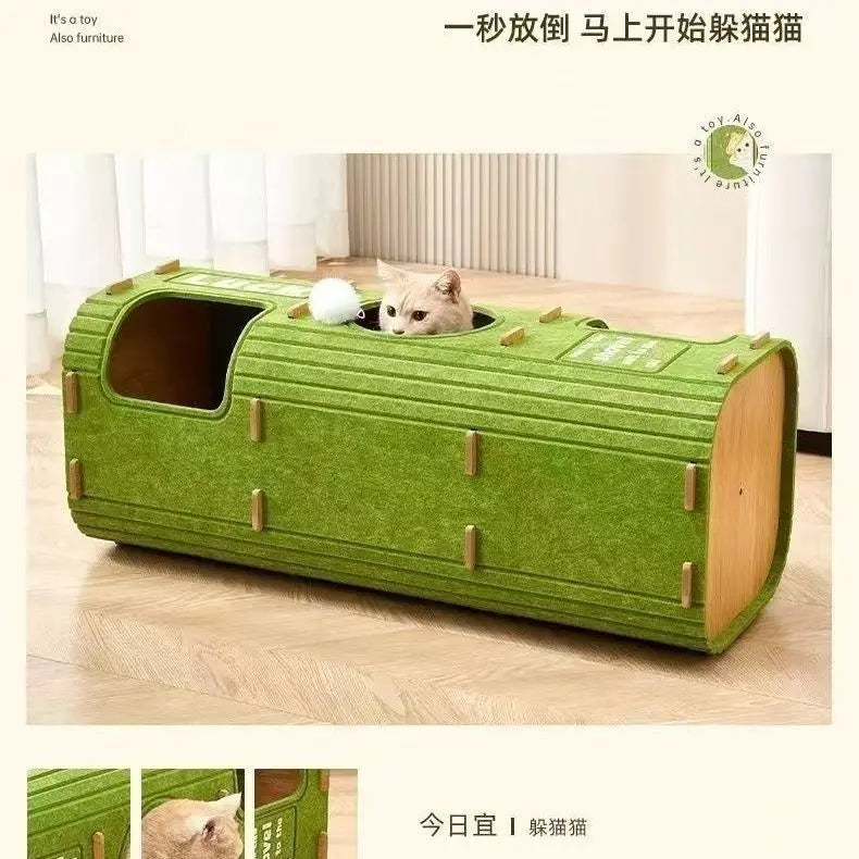 Luxury Multi layer Pet Four season Drilling Integrated Cat Tree Hole Double layer Grab Board Closed Universal Cat House