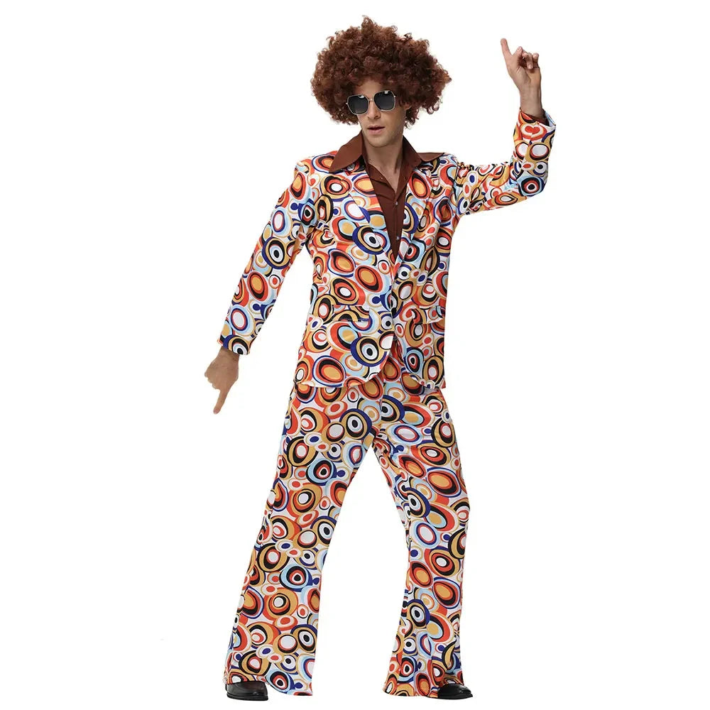 Halloween Party Disco Adult Couples Hippie Costumes Women Male 70s 80s Rock Disco Cosplay Outfits Dance Fantasia Costume