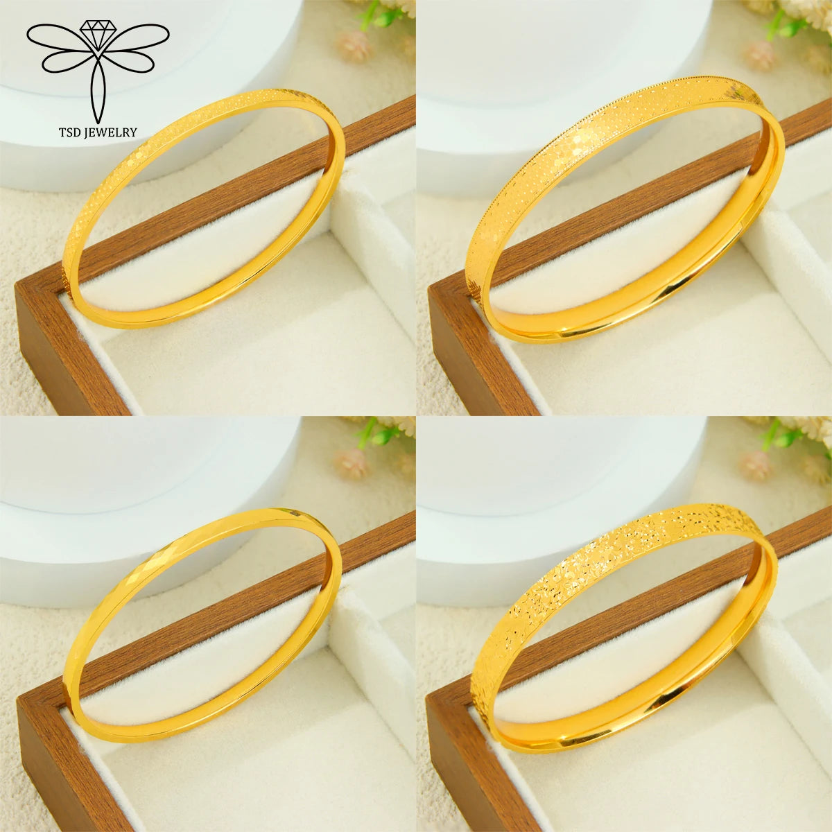 Arabic Bridal Wedding Cuff Bracelet 24k Gold Plated Dubai Simple Fashion Wrap Bangles Oman Women Event Party Daily Jewelry