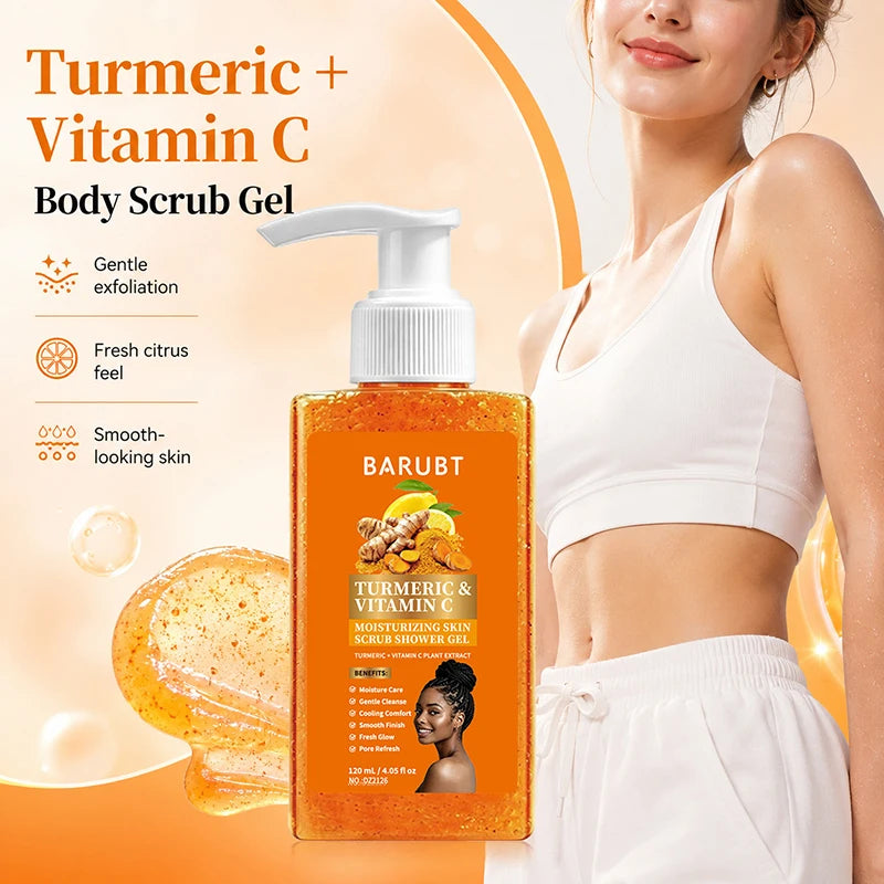 Turmeric&Vitamin C Moisturizing Body Wash, Exfoliating Cleansing Smoothing Body Wash, Gentle Scrub Finish Refreshing Natural Sce