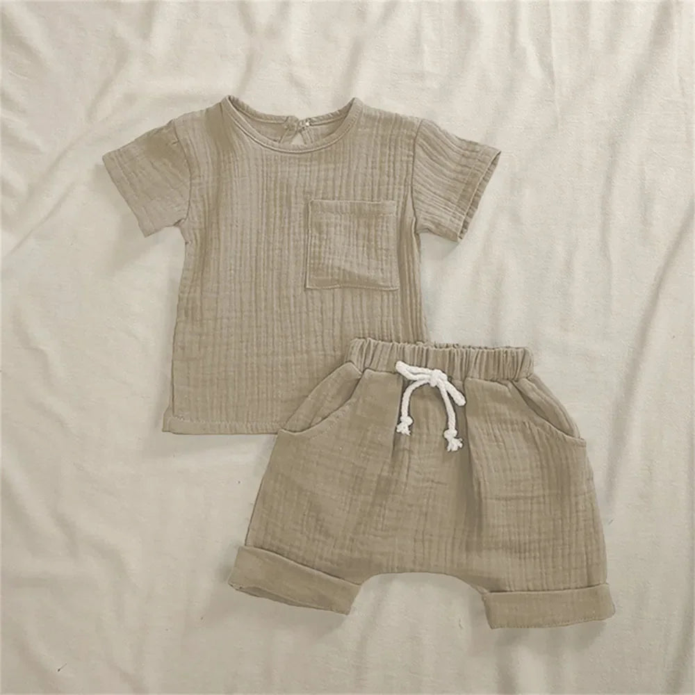 2 Pieces Babies Outfit Set Cotton Newborn Baby Girl Clothes Boys Toddler Romper T-shirts and Shorts Infant Design Soft Clothes