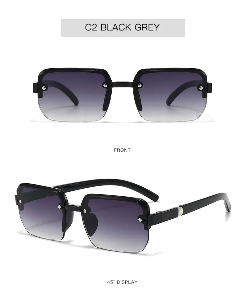 Rimless Sunglasses Rectangle Fashion Popular Men Shades Small Square Sun Glasses For Female Male Summer Traveling Oculos