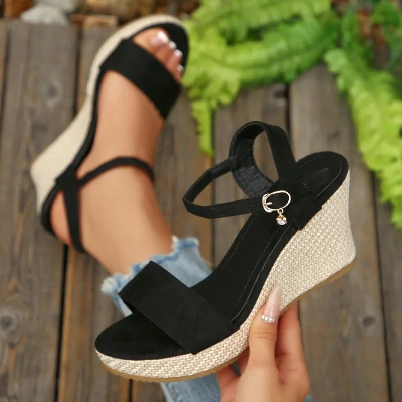 Women's Sandals Fashion Wedge Sandals Summer Casual Outdoor Beach Shoes Peep Toe Platform Women Shoes High Heel Buckle Sandals