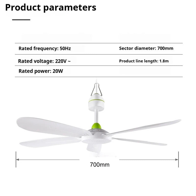 220V AU/EU/UK Silent 5 Leaves Ceiling Canopy fan with 1.8m switch Hanging Fan for Camping Bed Dormitory Tent  celling fan
