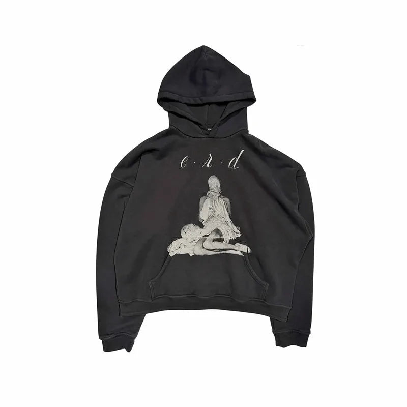 Ripped Streetwear Hooded Loose Casual Men Women Pure Cotton Hoodies Sweatshirt Best Quality UK erd Hoodies