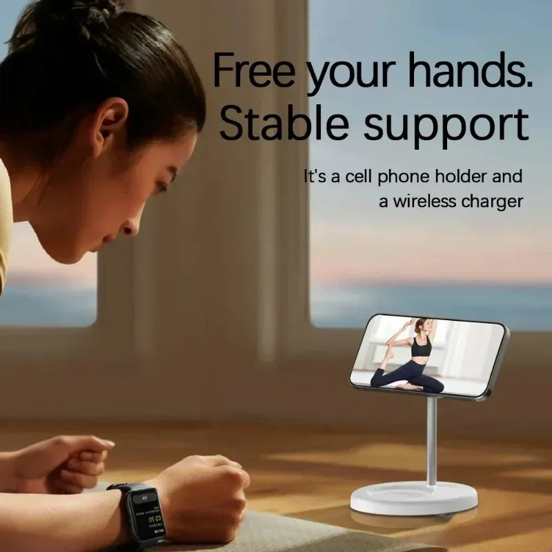 2-in-1 Magnetic Wireless Charger Stand for iPhone 17 16 15 14 13 12 AirPods 4/3 Pro for MagSafe Fast Wireless Charging Stantion