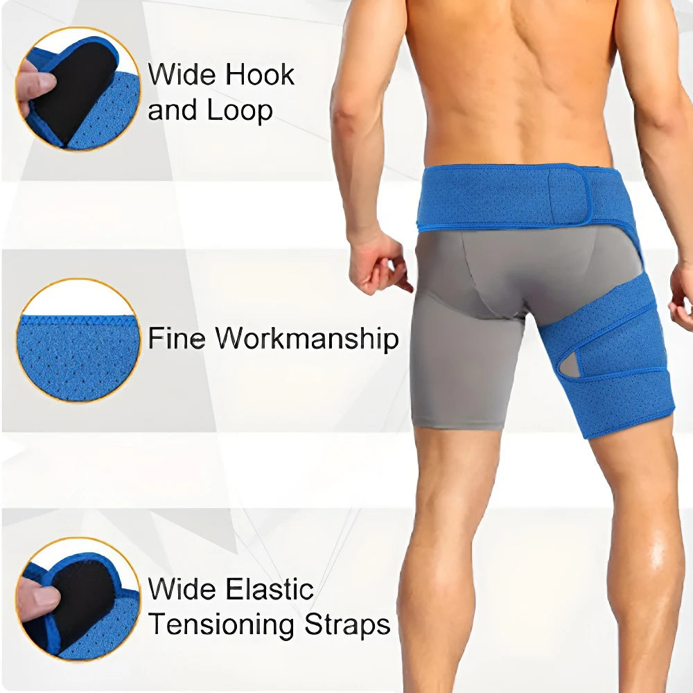 Hip Support Brace & Groin Bandage – Targeted Relief for Thigh, Hamstring, Pulled Muscle, Arthritis, Bursitis & Sciatica