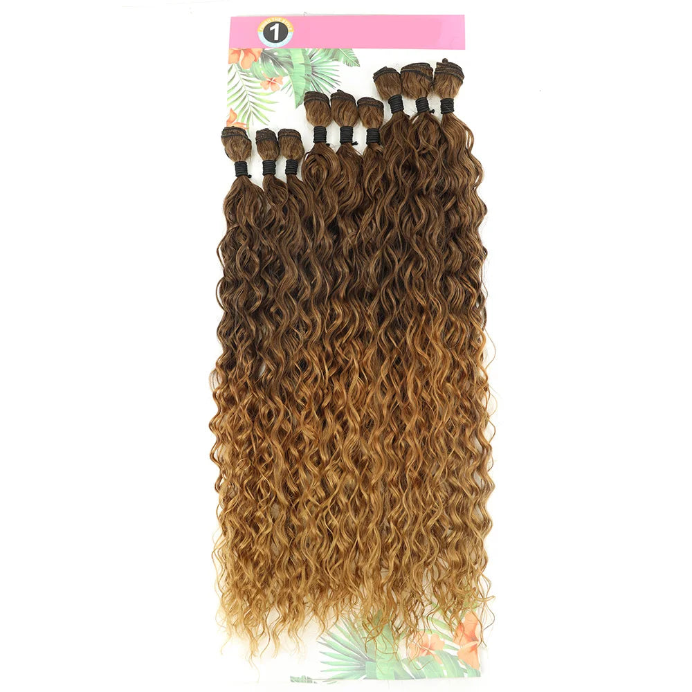 BOL Curly Hair Bundles 20 24 28Inch Long Synthetic Hair Exetension Fake Hair For Women Water Wave Heat Resistant 9Pcs Full Head