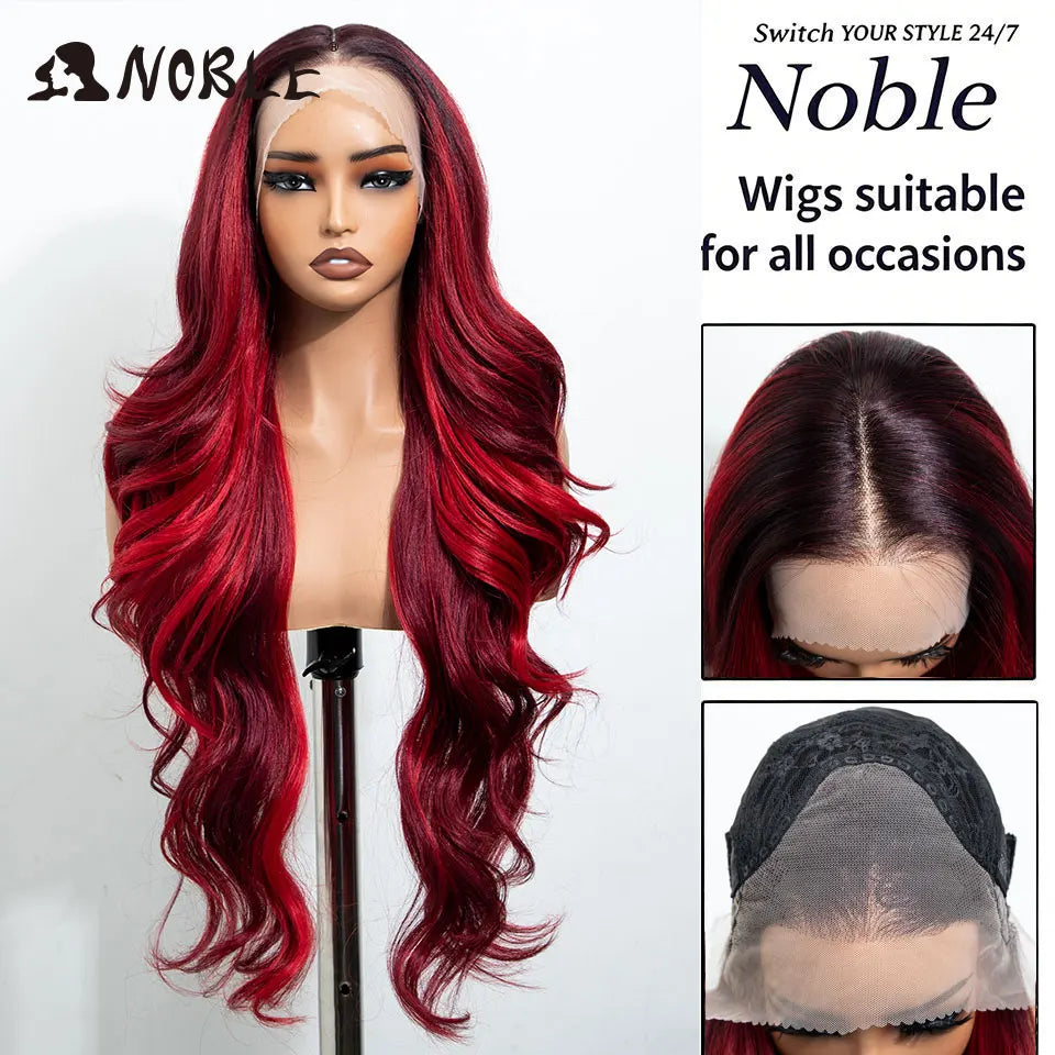 Noble 30 Inch Synthetic Lace Front Wigs For Women Curly Ash Blonde Highlight 13x4 Body Wave Silk Base Lace Wig Cosplay Daily Wig