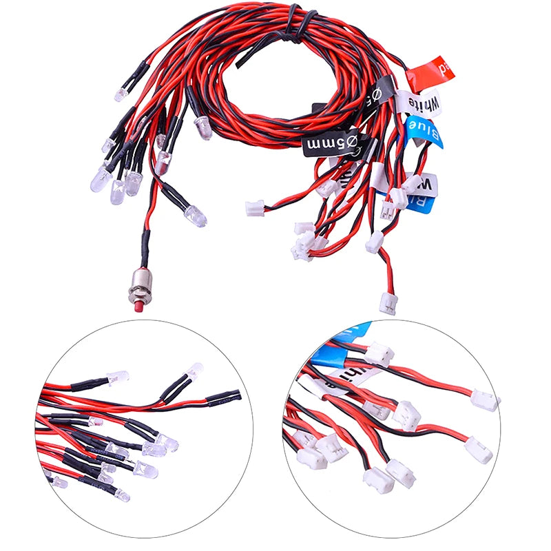 12 Ultra LED Simulation Flashing Bright Light RC Model Lights Kit System for 1/10 1/8 RC Drift HSP TAMIYA CC01 4WD RC Car Truck