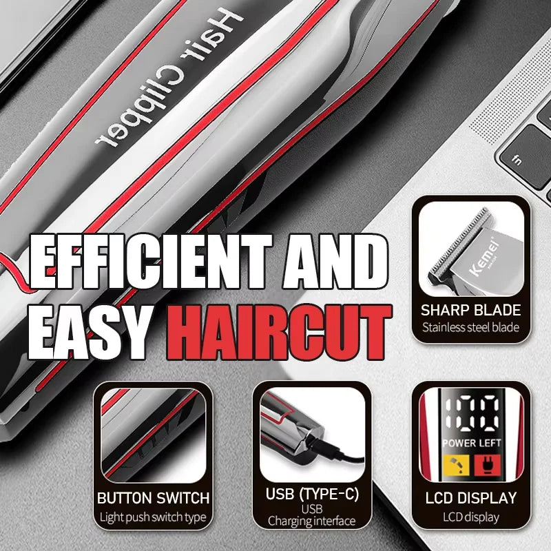 Kemei KM-034 KM-032 Professional Hair Trimmer Men's Electric Beard Trimmer LCD Display Hair Clipper Haircut Set