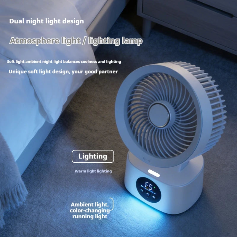 2026 New Upgrade Portable Rechargeable USB Wall Hanging Fan Remote Control Folding Shaking Head Fan With Nightlight Air