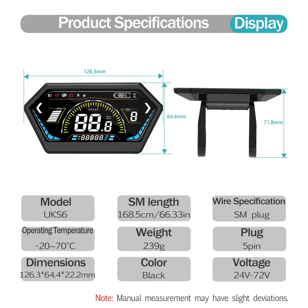 Ebike Sine Wave Display Controller 100A Three-Mode 48V52V60V72V with Learning Function UKC1 LCD Color Display 3000W5000W Motor