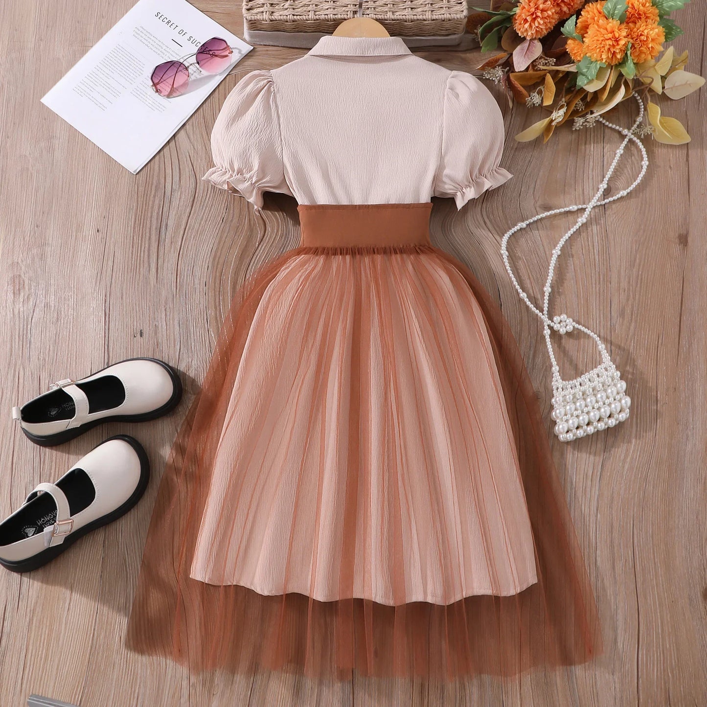 Teen Girl Dress Summer Black Retro Short Sleeve Children Dresses Fashion Girl Costume Party Big KIds Outfit 7 8 9 10 11 12Yrs