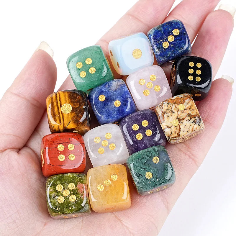 6pc 1.5cm Natural stone amethyst dice Agate tiger eye stone particle Guess the number of points gift good new wholesale