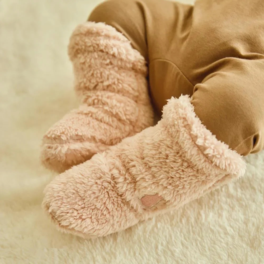Winter New Baby Fleece Padded Socks Warm Thicken Toddler Girls Floor Socks Cartoon Embroidery Infant Sock Sleeves
