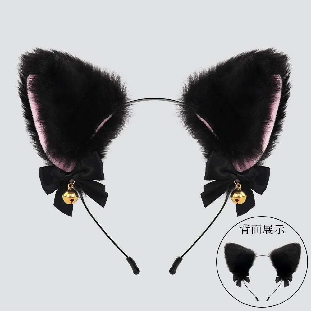 Halloween Cats Costume Set for Girl Cosplay, Halloween Cats Costume Accessories with Headband, Tail, Gloves 3Pcs