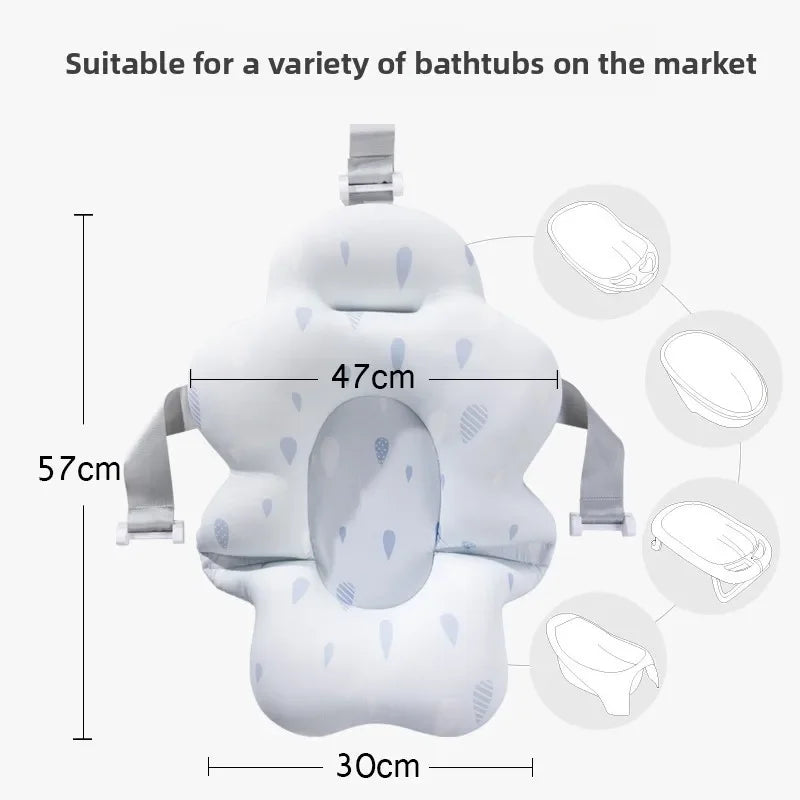 Baby Shower Bath Tub Pad Non-Slip Bathtub Mat Newborn Safe Security Bath Support Cushion Suspension Soft Pillow Care Accessories