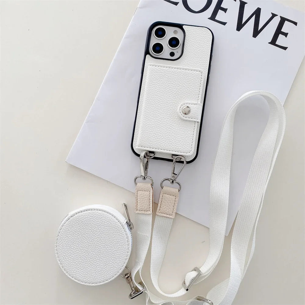 Crossbody Wallet Card Slot Coin Purse for IPhone 17 Air 16 15 Plus 14 13 12 11 Pro Max Leather Protective Phone Case Cover