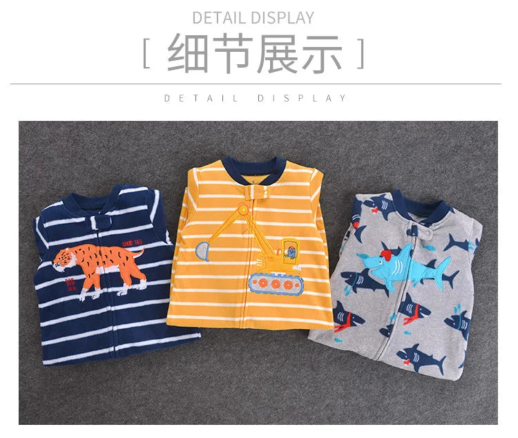 24M Toddler Baby Clothes Romper Children Fleece Outdoor Clothing Winter Warm Climbing Jumpsuit Zipper One-piece Coverall Pajamas