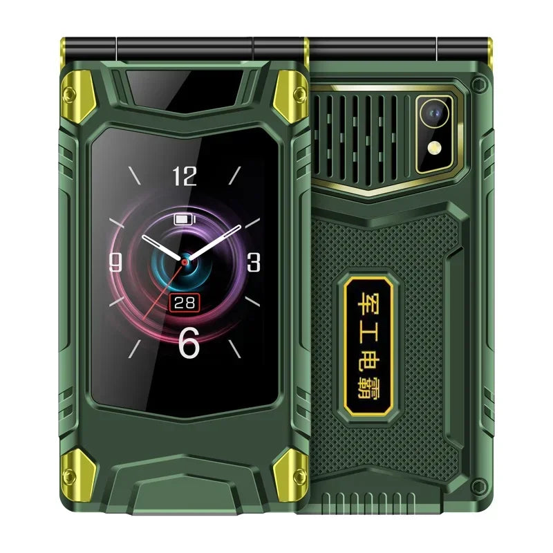 YeeMI M7 2G Rugged Feature Phone Dual SIM Dual Screen Large Fonts For Old Man 6800mAh Cellphone FM Radio SOS Russian Version