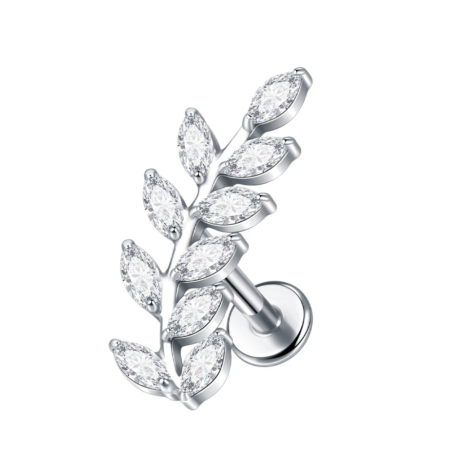 1/5PCS Titanium 16G Tragus Daith Helix Lobe Ear Piercing for Women Leaf Star Zircon Cartilage Stud Earring Piercing Jewelry Gift