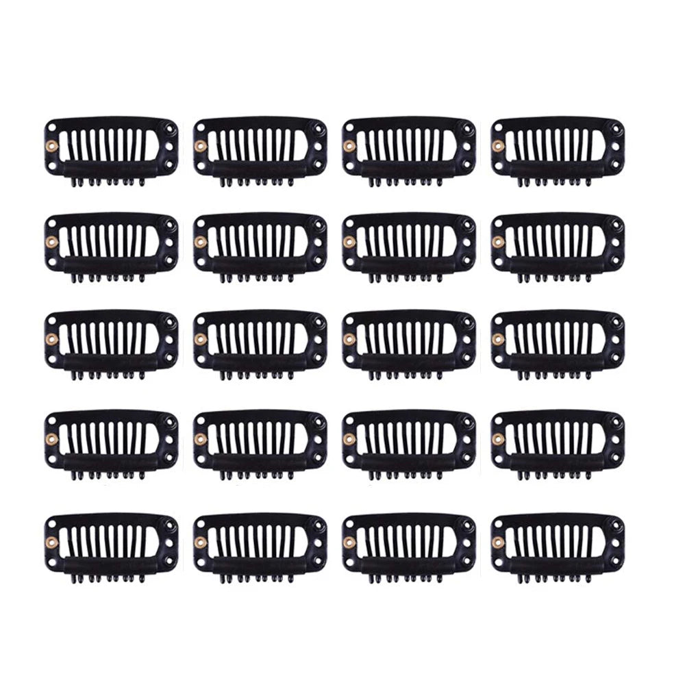 10/20/50 Pcs Hair Extensions Clips 9-Teeth Wig Comb Clips Snap Hair Extension Accessories Tool 32mm