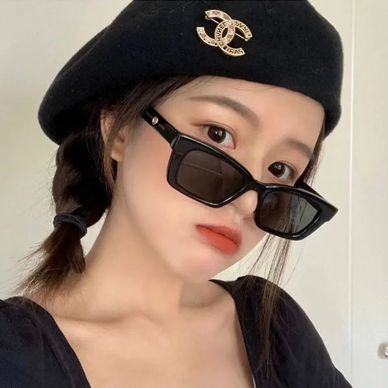 Small Rectangle Women Sun Glasses Brand Men UV Shades Retro Square Black Sunglasses 2021 Luxury Glasses White Decoration Eyewear